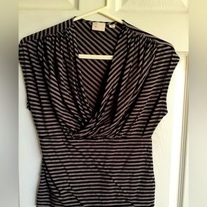 Anthropologie top striped small brown black